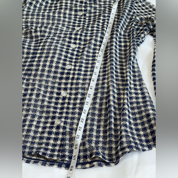 CAbi Blouse Womens size Medium Button Up Sheer Long Sleeve Plaid Career - Picture 7 of 10
